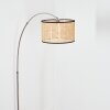 Ramila Staande lamp, Booglampen Nikkel mat, Zwart, 1-licht, Stoffen kap