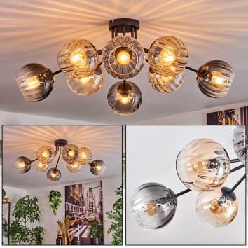 Koyoto Plafondlamp, Kogellampje 85 cm Amber, Duidelijk, Rookkleurig, 8-lichts