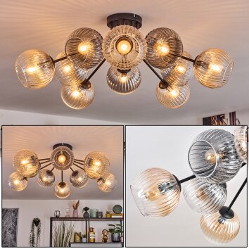 Koyoto Plafondlamp, Kogellampje 81 cm Amber, Duidelijk, Rookkleurig, 10-lichts