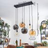 Ripoll Hanglamp, Kogellampje, Hanglamp Amber, Duidelijk, Rookkleurig, 6-lichts