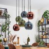 Koyoto Hanglamp, Kogellampje, Hanglamp Blauw, Groen, Koperkleurig, 6-lichts
