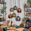 Koyoto Hanglamp, Kogellampje, Hanglamp Blauw, Groen, Koperkleurig, 6-lichts