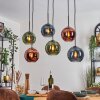 Koyoto Hanglamp, Kogellampje, Hanglamp Blauw, Groen, Koperkleurig, 6-lichts