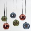 Koyoto Hanglamp, Kogellampje, Hanglamp Blauw, Groen, Koperkleurig, 6-lichts