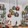 Koyoto Hanglamp, Kogellampje, Hanglamp Blauw, Groen, Koperkleurig, 6-lichts
