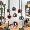 Koyoto Hanglamp, Kogellampje, Hanglamp Blauw, Groen, Koperkleurig, 6-lichts