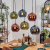 Koyoto Hanglamp, Kogellampje, Hanglamp Blauw, Groen, Koperkleurig, 6-lichts