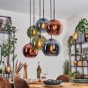 Koyoto Hanglamp, Kogellampje, Hanglamp Blauw, Groen, Koperkleurig, 6-lichts