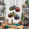 Koyoto Hanglamp, Kogellampje, Hanglamp Blauw, Groen, Koperkleurig, 6-lichts