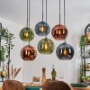 Koyoto Hanglamp, Kogellampje, Hanglamp Blauw, Groen, Koperkleurig, 6-lichts