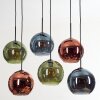 Koyoto Hanglamp, Kogellampje, Hanglamp Blauw, Groen, Koperkleurig, 6-lichts