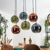 Koyoto Hanglamp, Kogellampje, Hanglamp Blauw, Groen, Koperkleurig, 6-lichts