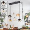 Koyoto Hanglamp, Kogellampje, Hanglamp Amber, Duidelijk, Rookkleurig, 6-lichts