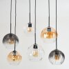 Koyoto Hanglamp, Kogellampje, Hanglamp Amber, Duidelijk, Rookkleurig, 6-lichts