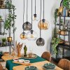 Koyoto Hanglamp, Kogellampje, Hanglamp Amber, Duidelijk, Rookkleurig, 6-lichts