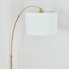 Soungou Staande lamp, Booglampen Messing, Zwart, 1-licht, Stoffen lampenkap