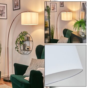 Soungou Staande lamp, Booglampen Messing, Zwart, 1-licht, Stoffen lampenkap