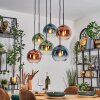 Koyoto Hanglamp, Kogellampje, Hanglamp Blauw, Groen, Duidelijk, Koperkleurig, 6-lichts
