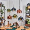 Koyoto Hanglamp, Kogellampje, Hanglamp Blauw, Groen, Duidelijk, Koperkleurig, 6-lichts