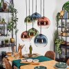 Koyoto Hanglamp, Kogellampje, Hanglamp Blauw, Groen, Duidelijk, Koperkleurig, 6-lichts