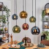 Koyoto Hanglamp, Kogellampje, Hanglamp Blauw, Goud, Groen, Koperkleurig, 6-lichts