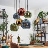 Koyoto Hanglamp, Kogellampje, Hanglamp Blauw, Goud, Groen, Koperkleurig, 6-lichts