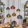Koyoto Hanglamp, Kogellampje, Hanglamp Blauw, Goud, Groen, Duidelijk, Koperkleurig, 6-lichts