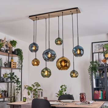Ripoll Hanglamp, Kogellampje, Hanglamp Natuurlijke kleuren, Zwart, 8-lichts