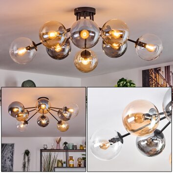 Gastor Plafondlamp, Kogellampje Amber, Duidelijk, Rookkleurig, 8-lichts