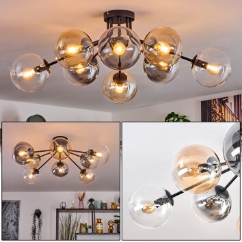 Gastor Plafondlamp, Kogellampje Amber, Duidelijk, Rookkleurig, 8-lichts