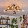 Koyoto Plafondlamp, Kogellampje 85 cm Amber, Duidelijk, Rookkleurig, 8-lichts