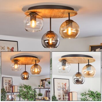Koyoto Plafondlamp, Kogellampje 40 cm Natuurlijke kleuren, Zwart, 3-lichts