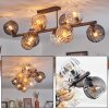 Koyoto Plafondlamp, Kogellampje Amber, Duidelijk, Rookkleurig, 10-lichts