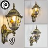 Naofe Wandlamp voor buiten, Wandlamp Goud, Zwart, 1-licht, Bewegingsmelder