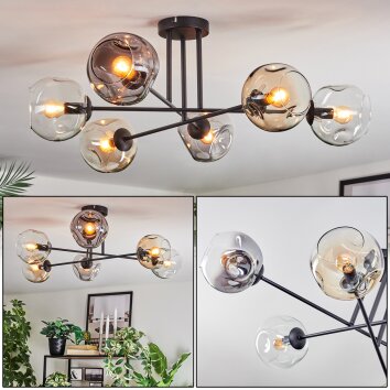 Ripoll Plafondlamp, Kogellampje Amber, Duidelijk, Rookkleurig, 6-lichts
