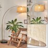 Sabadim Staande lamp, Booglampen Messing, Zwart, 1-licht, Stoffen lampenkap