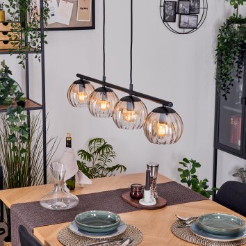 Koyoto Hanglamp, Kogellampje, Hanglamp Amber, Duidelijk, 4-lichts
