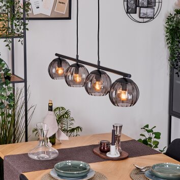 Koyoto Hanglamp, Kogellampje, Hanglamp Rookkleurig, 4-lichts