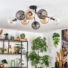 Koyoto Plafondlamp, Kogellampje 85 cm Amber, Duidelijk, Rookkleurig, 8-lichts