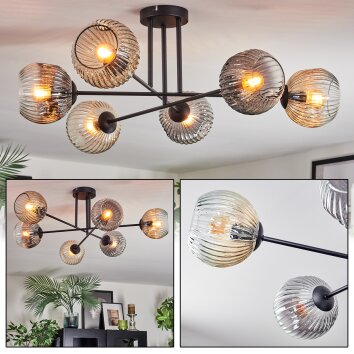 Ripoll Plafondlamp, Kogellampje Amber, Duidelijk, Rookkleurig, 6-lichts