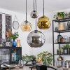 Ripoll Hanglamp, Kogellampje, Cluster hanglamp Amber, Chroom, Goud, Rookkleurig, 4-lichts