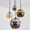 Ripoll Hanglamp, Kogellampje, Cluster hanglamp Amber, Chroom, Goud, Rookkleurig, 4-lichts