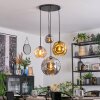 Ripoll Hanglamp, Kogellampje, Cluster hanglamp Amber, Chroom, Goud, Rookkleurig, 4-lichts