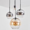 Koyoto Hanglamp, Kogellampje, Cluster hanglamp Amber, Chroom, Duidelijk, Rookkleurig, 4-lichts