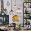 Koyoto Hanglamp, Kogellampje, Cluster hanglamp Amber, Goud, Duidelijk, Rookkleurig, 4-lichts