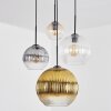 Koyoto Hanglamp, Kogellampje, Cluster hanglamp Amber, Goud, Duidelijk, Rookkleurig, 4-lichts