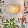 Sabadim Staande lamp, Booglampen Messing, Zwart, 1-licht, Stoffen lampenkap