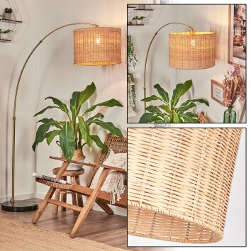 Cavaca Staande lamp, Booglampen Messing, Zwart, 1-licht
