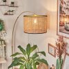 Ramila Staande lamp, Booglampen Messing, Zwart, 1-licht, Stoffen lampenkap