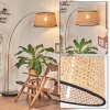 Ramila Staande lamp, Booglampen Messing, Zwart, 1-licht, Stoffen kap